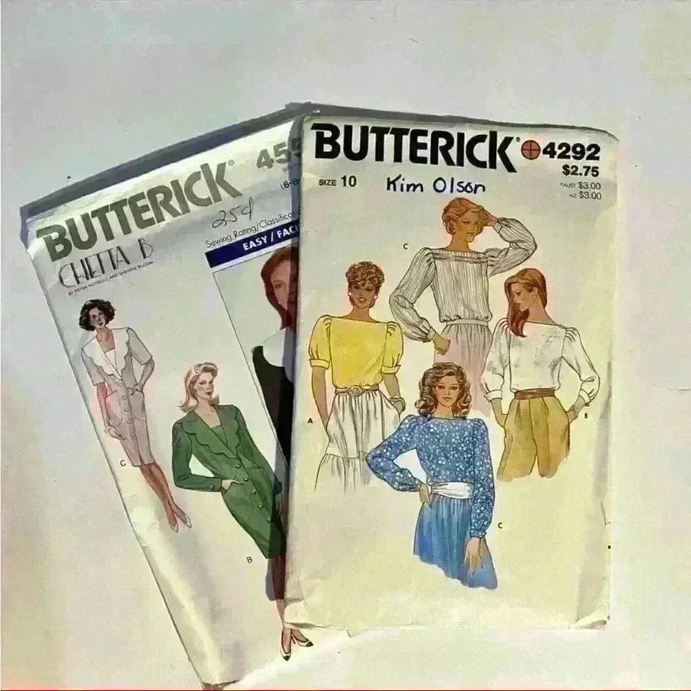 Butterick 4292 Size 10 Blouse & 4558 Misses Dress Size 6-10 Sewing Patterns